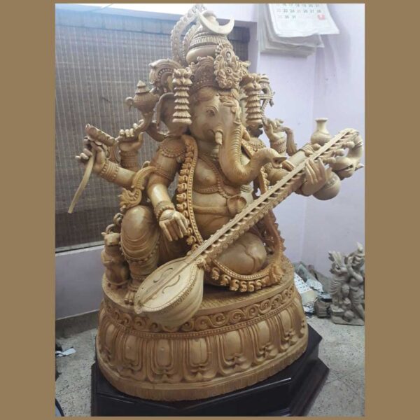 White Wood Ganesha 5 and Half Feet